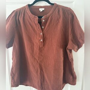 J. Crew Warm Brown XXL Short Sleeve Top